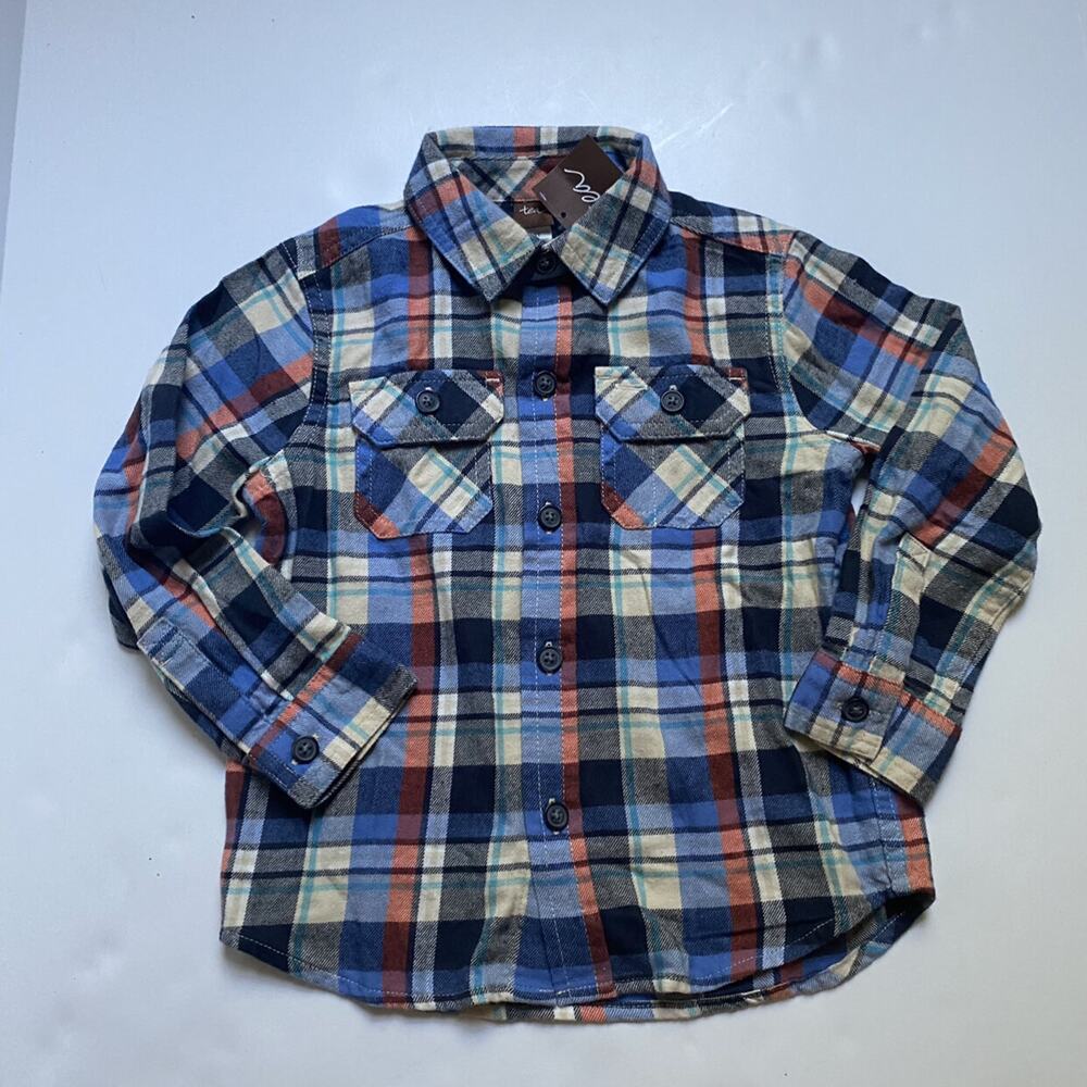 NEW Tea Collection Plaid Flannel Button Down Shirt